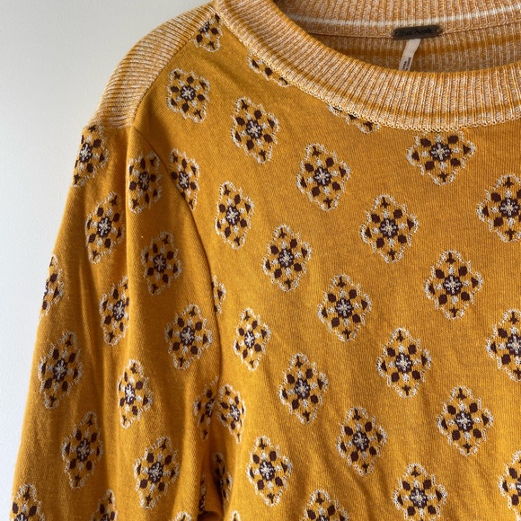 Free People Mustard and Black Patterned Sweater - Picture 4 of 7